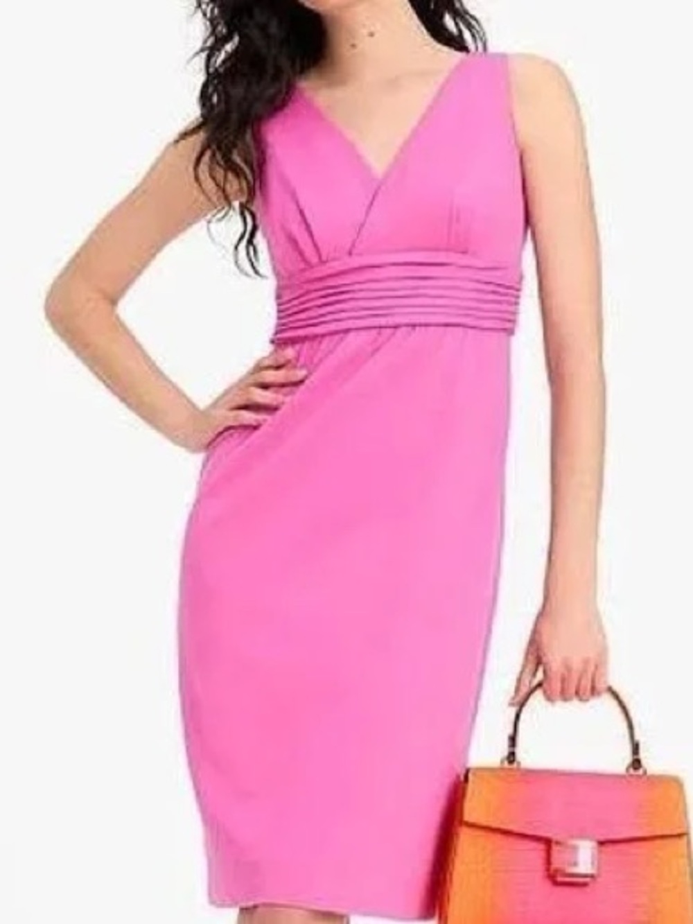 kate spade Pink Sleeveless V-Neck Midi Sheath Dress